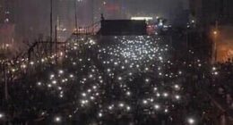 A photo sent by a source inside to the Daily Mail shows the uprising on January 8'th in Tehran. The Regime reportedly turned off the street lights, and the people responded by turning their cellphone lights on to show they exist