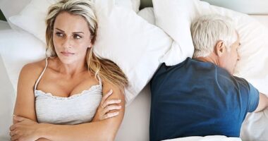 Social media is filled with middle-aged women bemoaning partners who have let themselves go in every physical respect (picture posed by models)