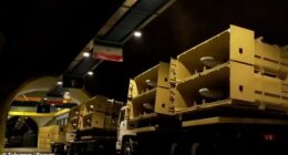 Shahed drones were seen in their launchers on the back of a pair of lorries