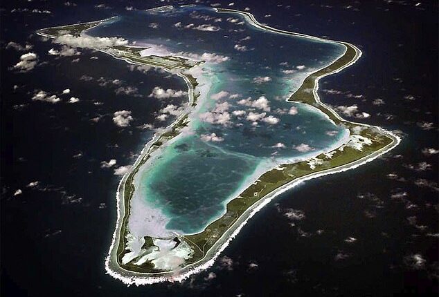 Reports of Iranian missiles targeting the Diego Garcia military base, pictured above, in the Indian Ocean surfaced on Friday evening