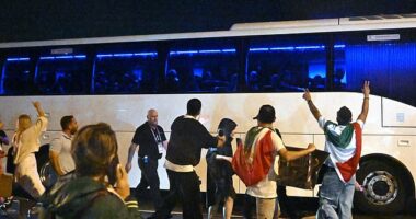 Protesters surrounded the Iran women's football team bus on Sunday night after the nation's Asian Cup campaign concluded
