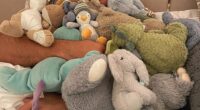 A psychologist has revealed what is means when adults keep cuddly toys (pictured: Tommy Fury with various stuffed toys)