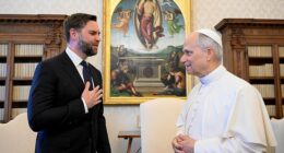 Vice President JD Vance with American Pope Leo XIV in May 2025