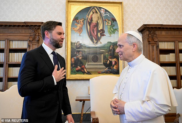 Vice President JD Vance with American Pope Leo XIV in May 2025