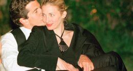 Love Story, a new Disney+ series, explores the tumultuous relationship between John F Kennedy Jr and Carolyn Bessette. The couple pictured in May 1999
