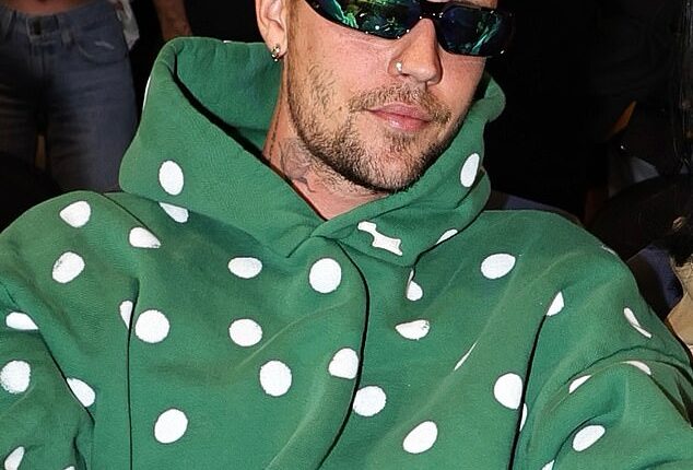 Insiders claim Justin Bieber had a 'heated exchange' with his former mentor Usher at Jay-Z and Beyonce's Oscars afterparty on Sunday; Bieber pictured last month