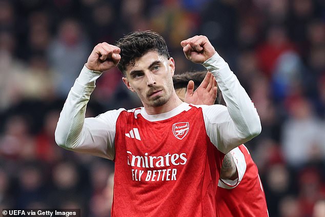 Kai Havertz scored a late penalty as Arsenal drew 1-1 against Bayer Leverkusen in the first leg of their Champions League last-16 tie