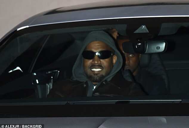 A beaming Kanye West's was spotted attending a listening party for his much delayed new album Bully in Los Angeles on Thursday evening