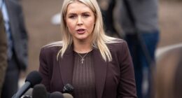 White House press secretary Karoline Leavitt stopped in the White House driveway to gaggle with reporters Friday afternoon