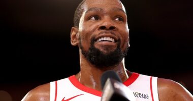 Kevin Durant smiles after his Rockets beat the Heat as he passed Michael Jordan in scoring