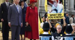 King Charles, Prince William and Kate Middleton heckled by protesters