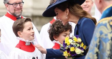 The Princess of Wales mingled with choir members who took part in the annual Commonwealth Day service at Westminster Abbey in London