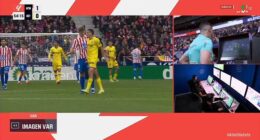 Getafe defender Abdel Abqar (in yellow) was sent off for allegedly pinching Alexander Sorloth's genitals in a bizarre off-the-ball incident