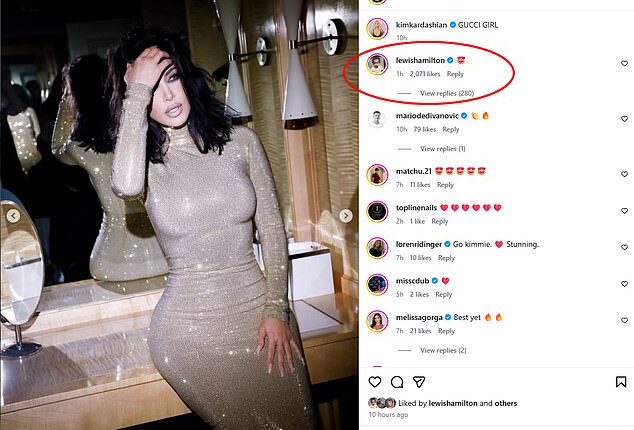 Lewis Hamilton has dropped the biggest sign yet that his romance with Kim Kardashian is the real deal, as he showed his appreciation for her sizzling Instagram snaps on Monday