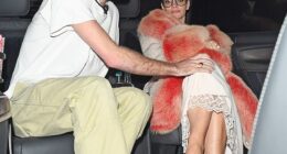 Lily Allen, 40, cosied up to her new boyfriend Jonah Freud, 28, in the back of a cab after she performed her show West End Girl at The London Palladium on Friday