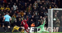 Alisson is beaten by Wolves' Rodrigo Gomes after hesitating to come off his line in Liverpool's defeat at Molineux this week