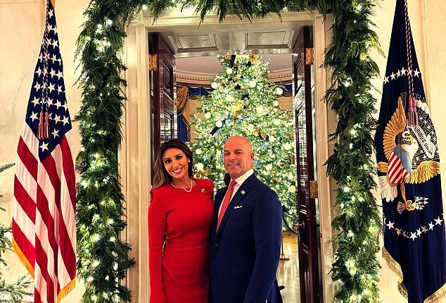 Alina Habba divorced her husband Gregg Reuben last month, the Daily Mail can exclusively reveal. The two are pictured together in front of Christmas decorations at the White House in December 2025