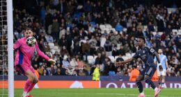 Vinicius Jr (right) scored twice as Real Madrid won 2-1 on the night and 5-1 on aggregate
