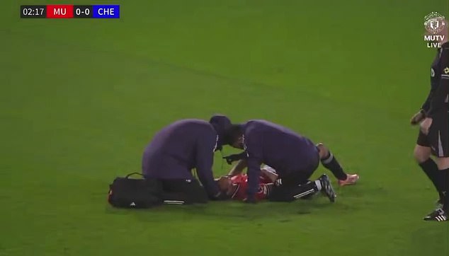 Man United's Chido Obi underwent lengthy assessment before he was eventually taken off