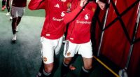 Bruno Fernandes (left) has now hit a century of both goals and assists for Manchester United