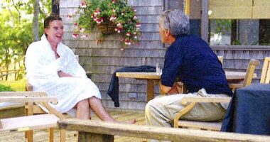 Lord Mandelson pictured with Jeffrey Epstein. They had a long-standing friendship