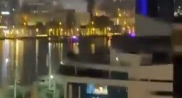The US Consulate building in Dubai is up in flames after reportedly being struck by an Iranian drone