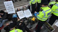 Police have arrested 18 Palestine Action supporters who were staging a protest outside New Scotland Yard today