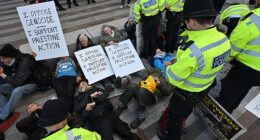 Police have arrested 18 Palestine Action supporters who were staging a protest outside New Scotland Yard today