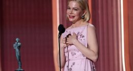 Michelle Williams was pictured for the first time since the death of her Dawson's Creek costar James Van Der Beek , as she emerged victorious at Sunday's 32nd Annual Actor Awards in LA