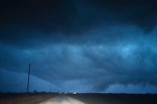 Meteorologists warned that severe thunderstorms are expected from the southern Plains into the southern Great Lakes vicinity starting between 4pm and 6pm CT. Pictured is a tornado in Oklahoma last week