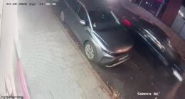 Footage appears to show the moment a driver raced away from the scene after ploughing into pedestrians in Derby city centre last night