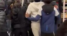 A mob of teenagers took over a Marks and Spencer food hall in south London on Saturday