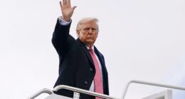 President Donald Trump waves to the press as he departs for Miami Friday afternoon. CENTCOM released figures Friday that said more than 300 American service members have been wounded thus far in Operation Epic Fury