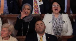 Omar and Tlaib shout at U.S. President Donald Trump as he delivers his State of the Union address during a Joint Session of Congress at the US Capitol on February 24, 2026, in Washington, DC