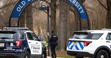 Police arrive outside Old Dominion University's campus after reports of an active shooter on Thursday