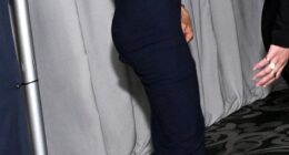 The Duchess of Sussex leaves the red carpet and waves to the photographers at a Beverly Hills charity bash last night