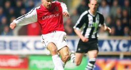 Dennis Bergkamp scores his iconic goal for Arsenal against Newcastle back in 2002