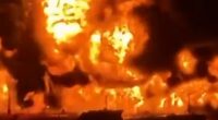 This is the moment Iraqi oil tankers erupt into flames after being struck by explosive-filled Iranian boats