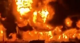 This is the moment Iraqi oil tankers erupt into flames after being struck by explosive-filled Iranian boats