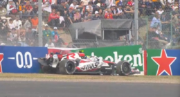 Ollie Bearman exits Haas F1 car injured after massive crash at Japanese GP