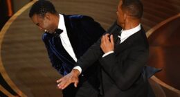 Will Smith (R) slapped Chris Rock onstage during the 94th Oscars at the Dolby Theatre in Hollywood in 2022
