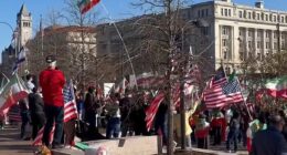 Hundreds of Persians gathered outside the White House Saturday after Donald Trump said Iran's Supreme Leader Ayatollah Ali Khamenei had been killed in airstrikes