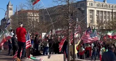 Hundreds of Persians gathered outside the White House Saturday after Donald Trump said Iran's Supreme Leader Ayatollah Ali Khamenei had been killed in airstrikes