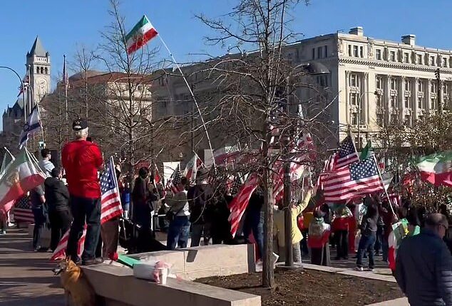 Hundreds of Persians gathered outside the White House Saturday after Donald Trump said Iran's Supreme Leader Ayatollah Ali Khamenei had been killed in airstrikes