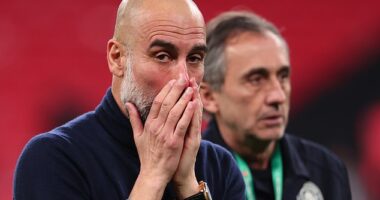 A former Bayern Munich sporting director believes Pep Guardiola will leave Man City this summer, suggesting his facial expression suggest 'something is wrong'
