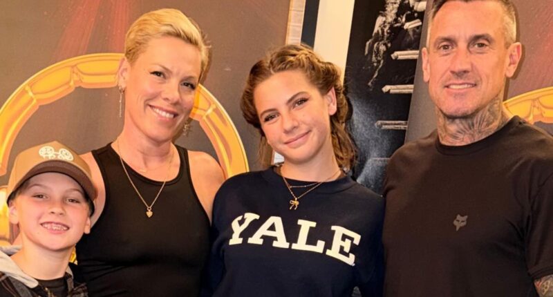 Pink shares sweet family photo with husband Carey Hart and kids after denying marriage woes
