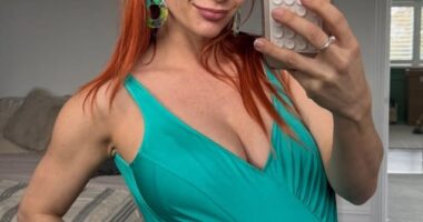 Pregnant Dianne Buswell showed off her baby bump in a green swimsuit as she enjoyed a spa day during her mini baby moon with partner Joe Sugg over the weekend