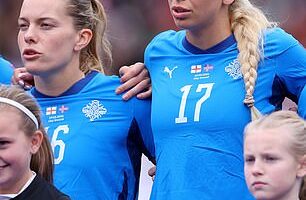 Ida Marin Hermannsdottir (right) pictured ahead of facing England for her second cap