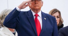 President Donald Trump saluted the six fallen soldiers as they were giving their dignified transfer at Dover Air Force Base in Delaware