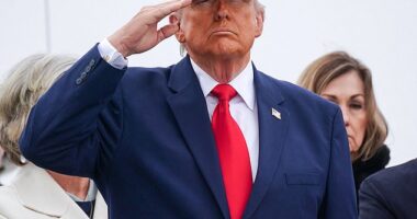President Donald Trump saluted the six fallen soldiers as they were giving their dignified transfer at Dover Air Force Base in Delaware